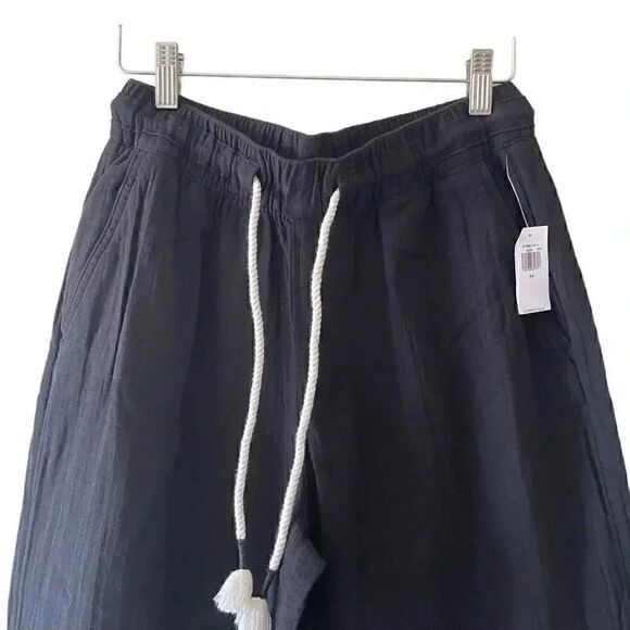 Old Navy Black Y2K Drawstring High Waisted Textured Soft Wide Leg Cozy Pants S - Picture 3 of 12